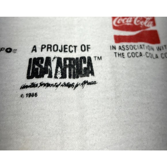 Vintage 1986 Hands Across America Single Stitch White Promo T-Shirt Size Medium - Picture 6 of 10